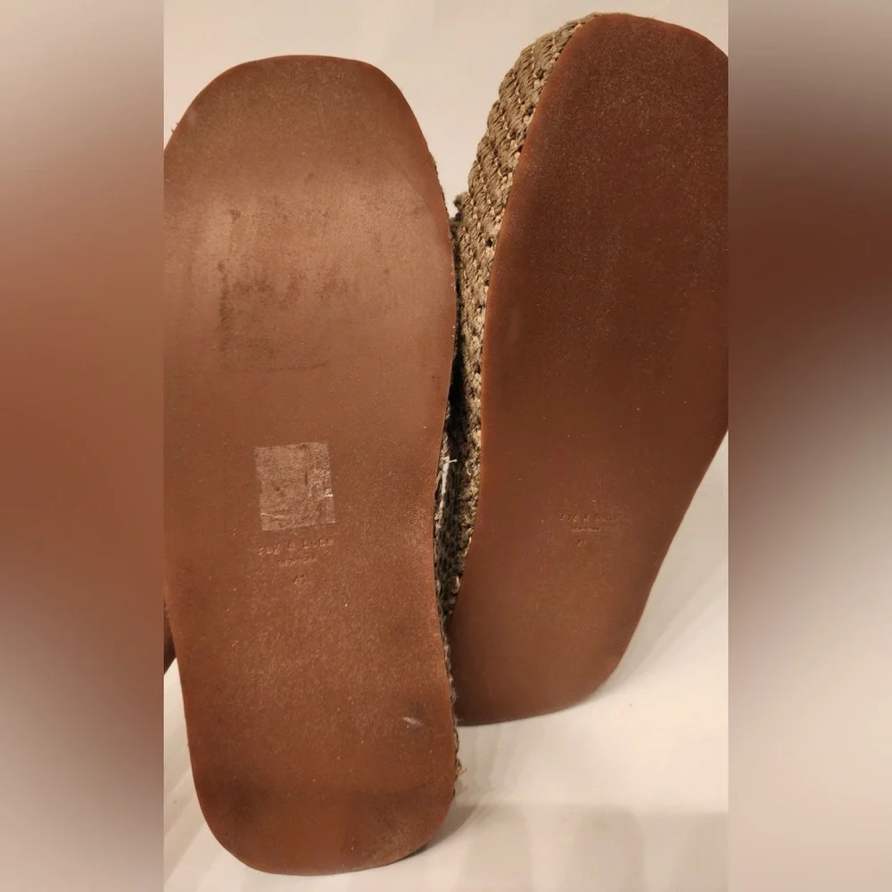 Rag & Bone Logan Crochet Slides Women's Olive Green Platform Sandals Size 10